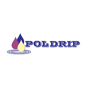 Logo POLDRIP – ekspert w systemach nawadniania, wspierający efektywne i zrównoważone uprawy. Zaufany partner PolskieTruskawki.pl, dostarczający innowacyjne rozwiązania dla rolnictwa.